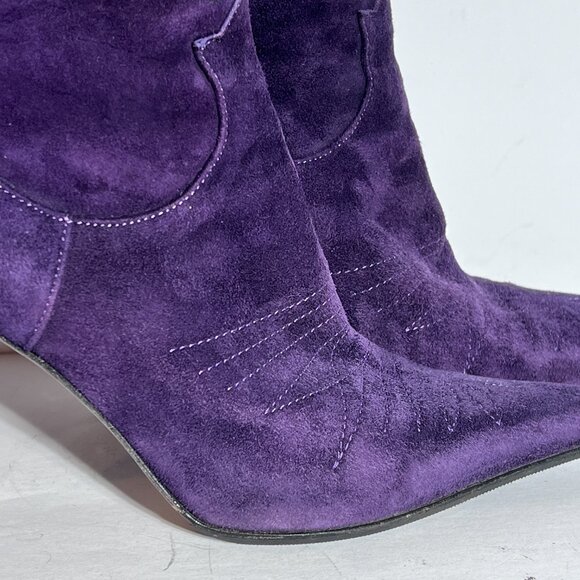 Charles David Purple Suede Pink Swarovski Western Cowboy High Heel Boot Sz 8.5 - Picture 4 of 14